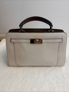 Coach Cream Leather Top-Handle Satchel with Turnlock
